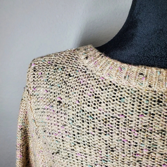 cb Established 1962 Beige Asymmetrical Sequin Knit Crewneck Sweater Size 1X - Picture 14 of 16